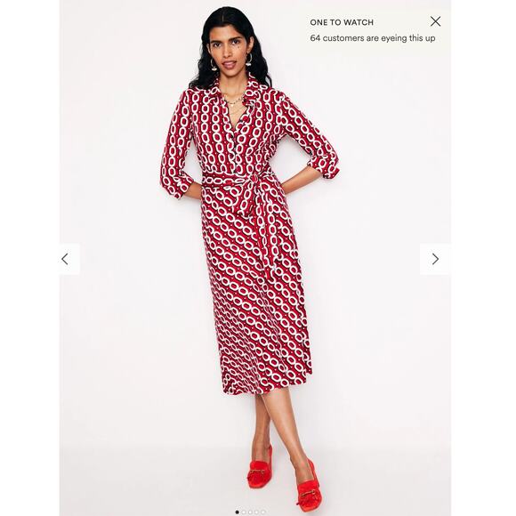 BODEN Laura Jersey Midi Shirt in Red Chain Pattern // 8 - Picture 3 of 13
